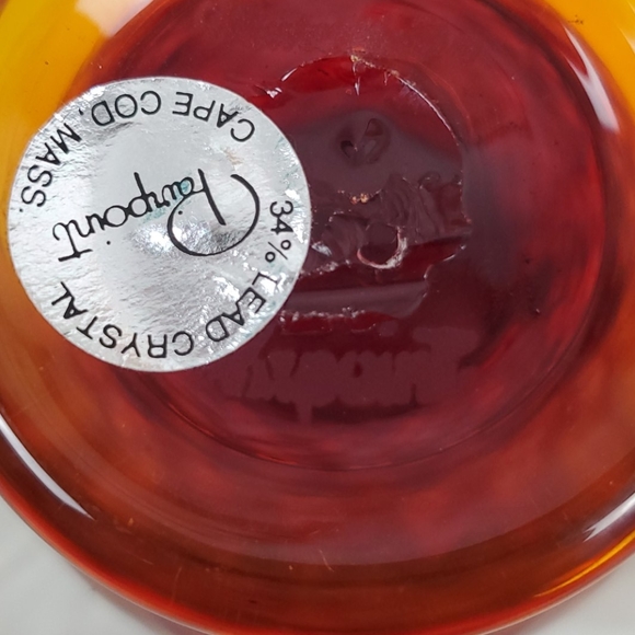 Pairpoint Red Orange glass lead crystal pitcher - Picture 7 of 9